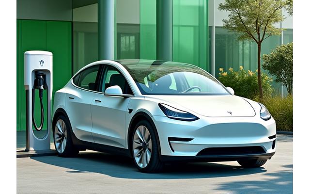 Modern electric vehicle (EV) for eco-friendly car rental in Canada's sustainable cities.